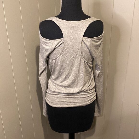 Bailey/44 Extra Small Grey long Sleeve Chest Cutout Back Shoulder Wrap Elastic - Picture 5 of 7